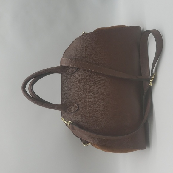 2047- Anna Paola Genuine Leather Brown Handbag Made In Italy NWT - Picture 7 of 12